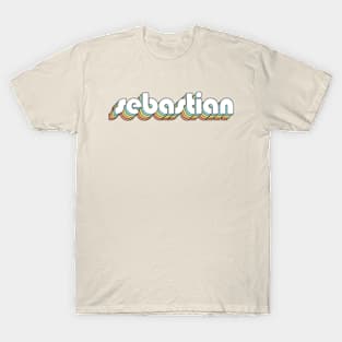 Sebastian - Retro Rainbow Typography Faded Style T-Shirt